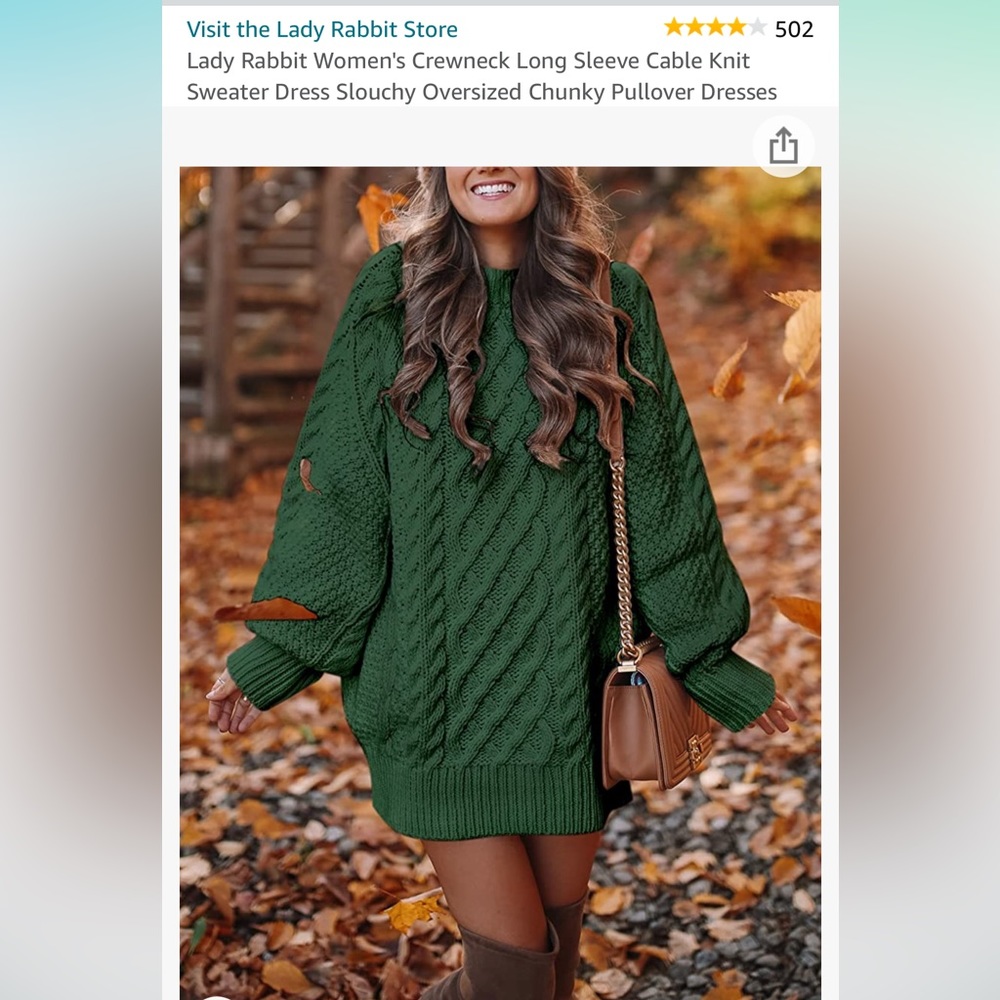 Amazon green chunky sweater dress.